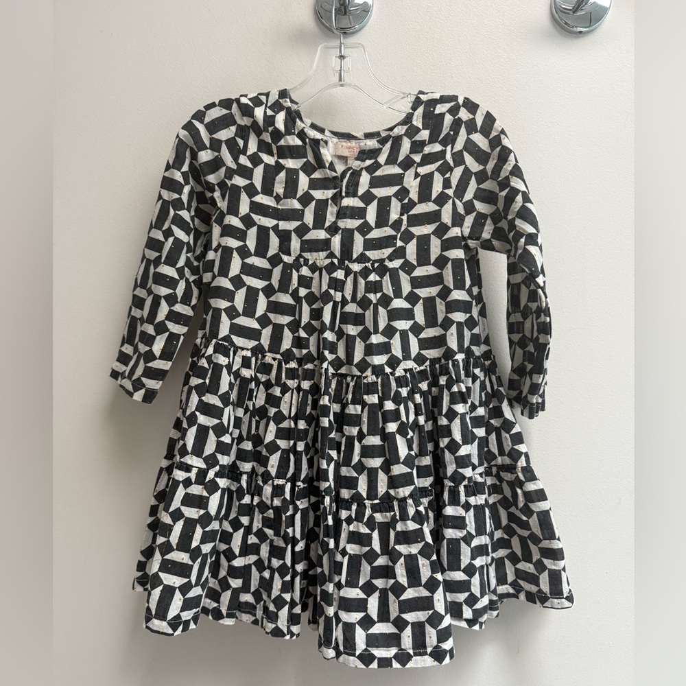 PINK CHICKEN Girls Black and Gold Caviar Octagon Penelope Dress - Size 2T - Picture 2 of 10